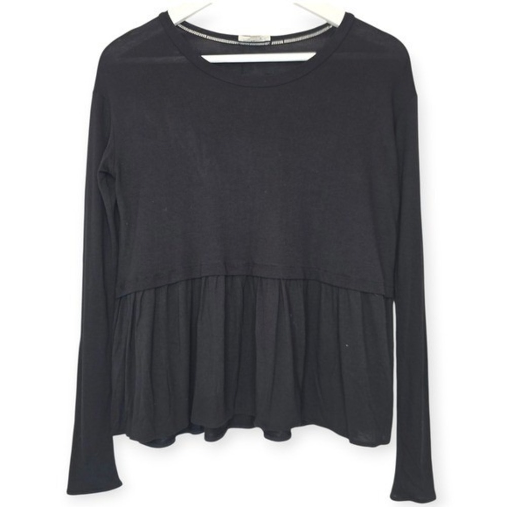 WILFRED Descartes Swing Top Sz XXS Women Black Long Sleeves Minimalist Fairycore
